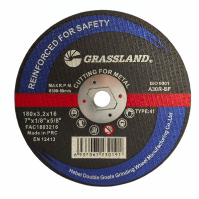 GRASSLAND 7 inch Inox Slijpschijven met Monokristallijn Gesmolten Aluminiumoxide 180mm X 3.2mm X 16mm