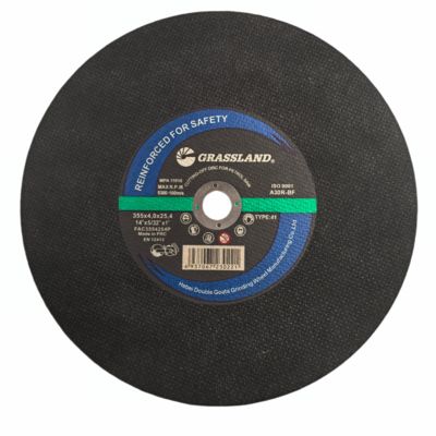Grassland 14" Roestvrijstalen Snijschijven Monokristallijn Gesmolten Aluminiumoxide Schuurmiddel R Grade Hardheid 355x4.0x25.4mm Diameter